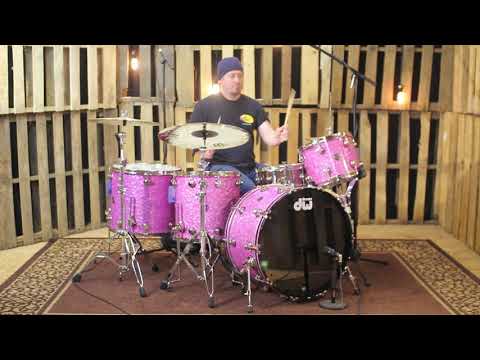 DW Contemporary Classic Transparent Light Purple Over Ultra White Marine Drum Set - 24, 13, 16, 18