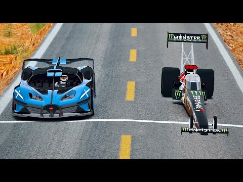 Bugatti Bolide vs Top Fuel Dragster at Desert Drag Race