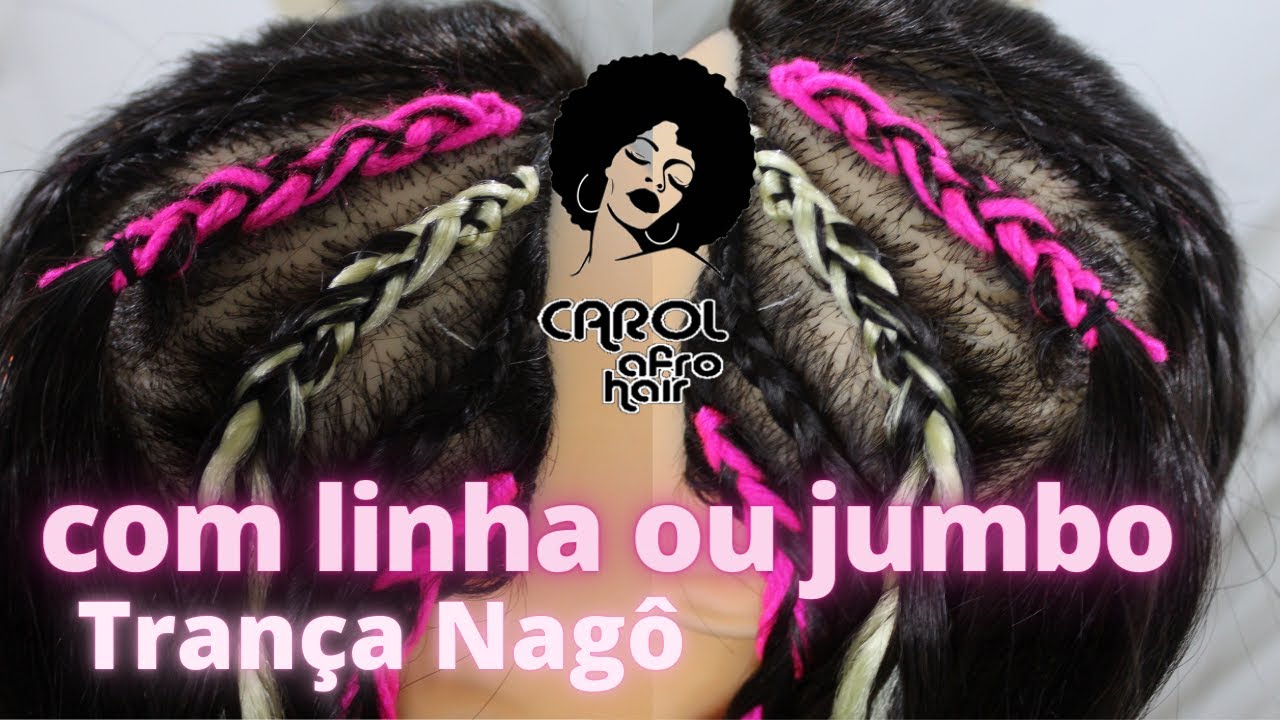 Como Fazer Trança Nagô Lateral Meia Tiara Com Linha ou Jumbo |Por Ana Rodrigues