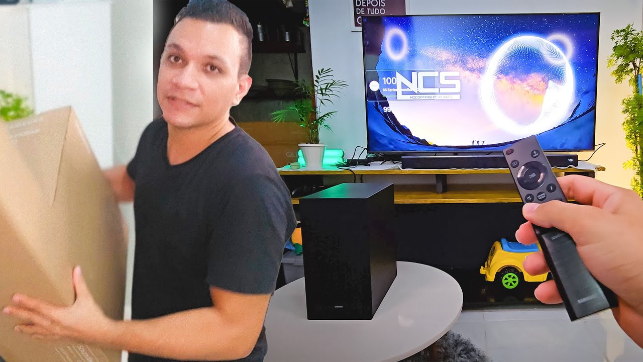 Soundbar Samsung Hw b550 Unboxing e instalação inicial TESTE E Boa ou nao ?