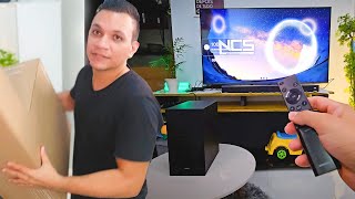 Soundbar Samsung Hw b550 Unboxing e instalação inicial TESTE E Boa ou nao ?