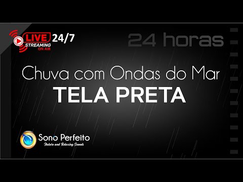 Som de Chuva com ondas do mar  TELA PRETA  Relaxamento e Calmaria