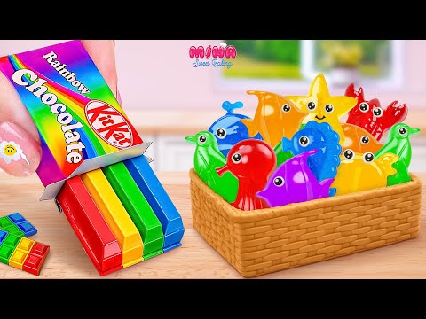 🐙Deep Sea Animal Jelly vs Rainbow KitKat Cake🍰Amazing Ocean Miniature Jelly | Mina Sweet Baking