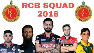 Vivo IPL 2018 | Royal challengers Bangalore squad 2018 | RCB 2018 team | all players list of RCB