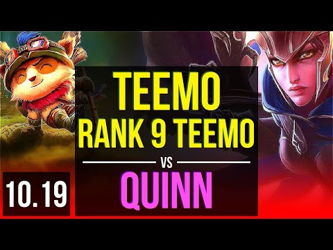 TEEMO vs QUINN (TOP) | Rank 9 Teemo, KDA 8/1/10, Triple Kill | BR Grandmaster | v10.19