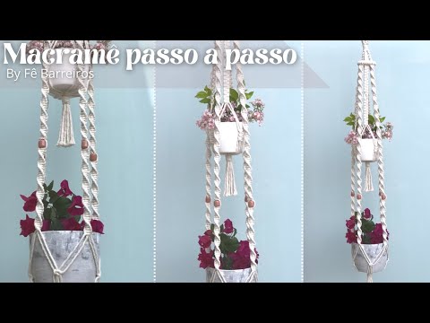 Suporte DUPLO para plantas em macramê | Tutorial passo a passo | Macrame Plant Hanger tutorial