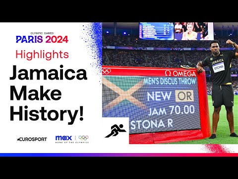 Jamaica's Roje Stona wins Olympic gold and sets Olympic record in the men's discus 🇯🇲 | #Paris2024