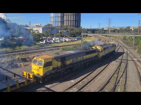 QUBE rails 8030 and 1107 shunting at cringila exchange sidings at Port Kembla steelworks