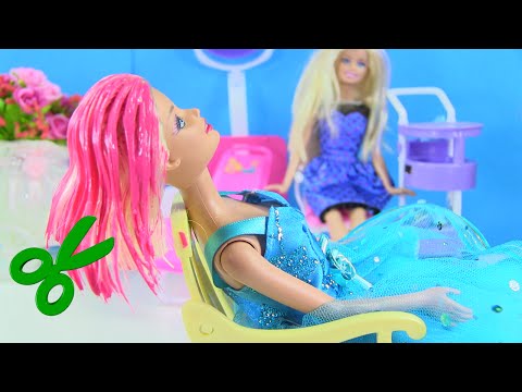 HOT PINK Hair Color Cut for Anna & Barbie + Made To Move Unboxing & Stop Motion by Rainbow Collector