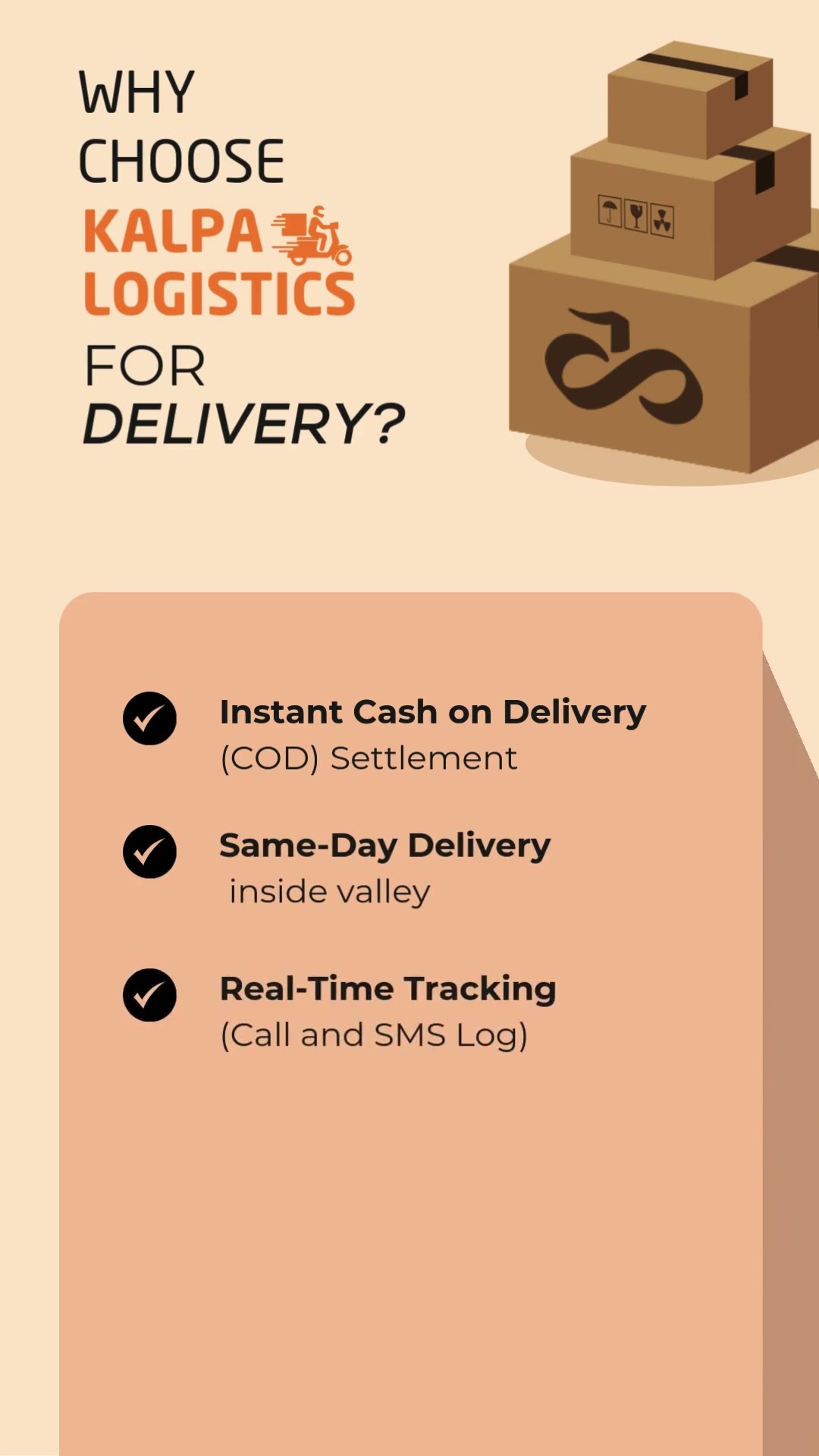 Our services👉 Express Delivery👉 Order Tracking👉 24/7 Delivery Services👉 Same Day Delivery👉 Pickup and drop off facility #eexpressnepal #kalpalogistics