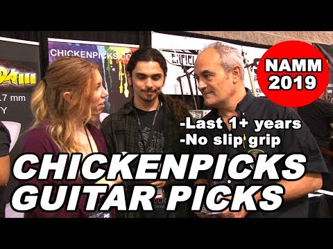 Chicken Picks guitar plectrums that last a year NAMM 2019 interview booth tour no slip picks