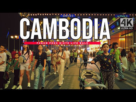 The Charm of the Night in PHNOM PENH | 4K Walk on RIVERSIDE & in Redlight District, Real Street Life