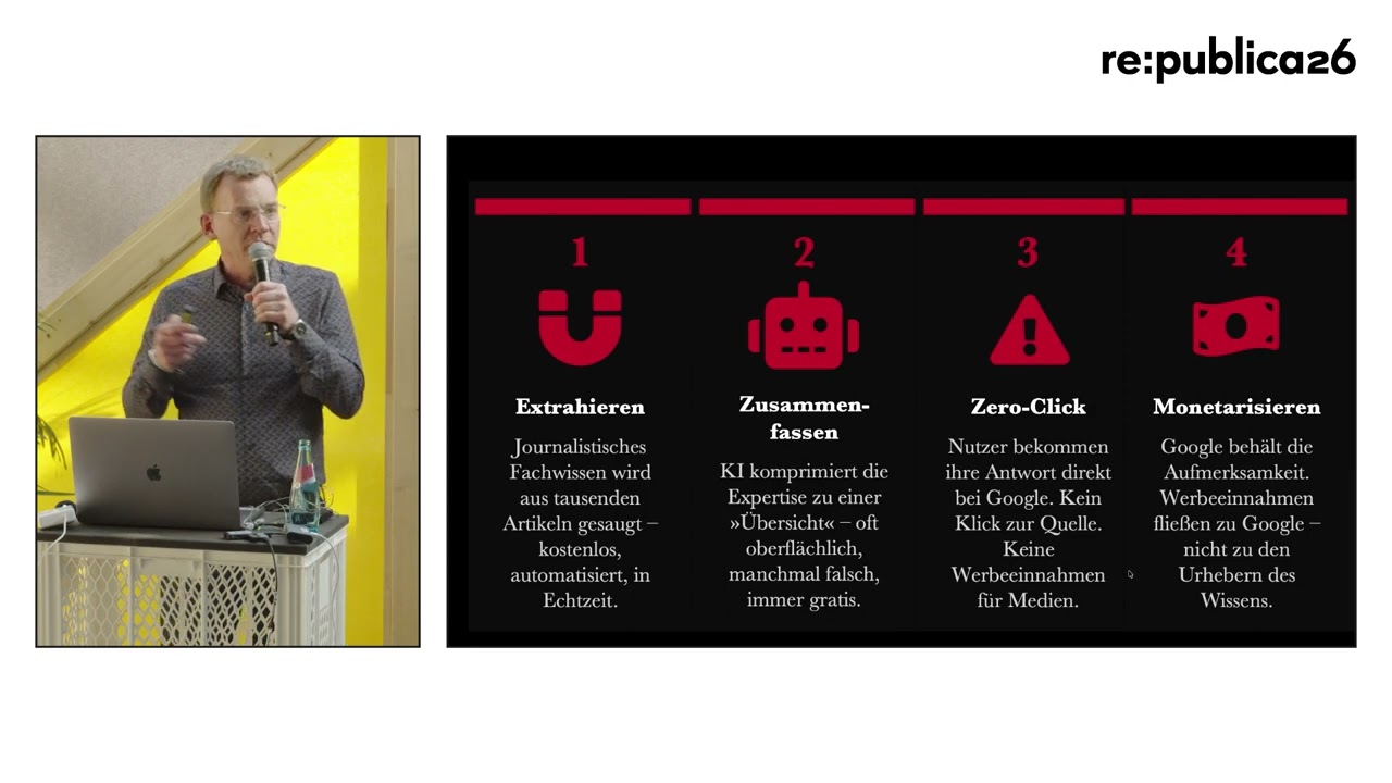 re:publica 26: Googles KI-Übersichten: Wie Drogenhandel, nur die Gewinne sind höher!