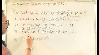 🙋‍♀️🙋‍♂️CURSO DE ALGEBRA CAP. 2: Reducción de términos semejantes (R.T.S.). #TeLaDejo