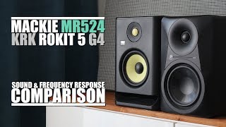 Video thumbnail for KRK Rokit 5 G4 RP5G4 vs Mackie MR524  ||  Sound & Frequency Response Comparison by DSAUDIO.review