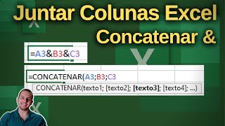 Excel juntar colunas, função Concatenar – Combinando células &amp;