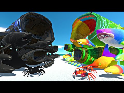 Sea Monsters Fights | Shadow Itself vs Rainbow Itself - Animal Revolt Battle Simulator