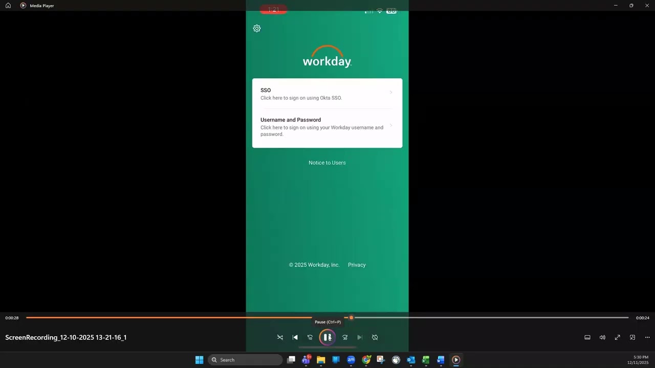 Workday Mobile Application Setup iOS