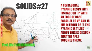 Download Lagu Projection of Solids- 27, Pentagonal pyramid standing on HP on an edge with apex touching VP. Thumbnail