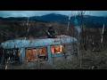 Turning An Abandoned Bus Into A Cozy Shelter DIY Sink Fire Rainy Evening