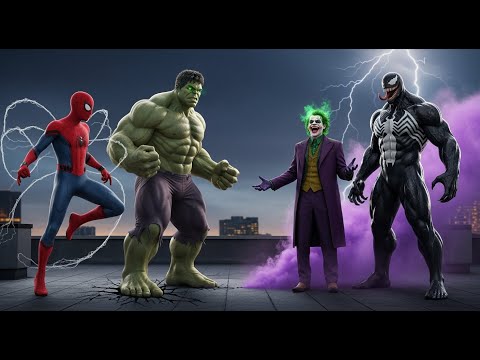 Unexpected Team-Up: Spider-Man & Hulk vs Joker & Venom - Full AI Motion Story