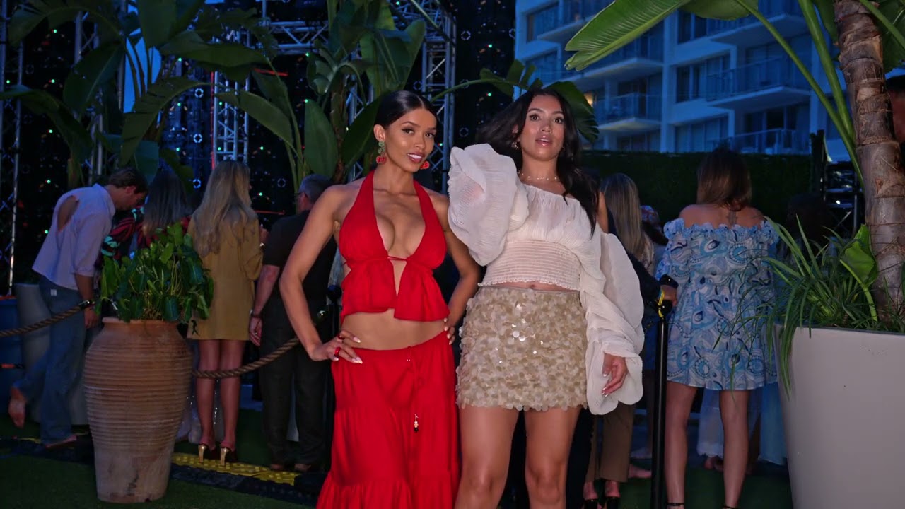 Model Vanessa Bagley & Cristina Mackey pose backstage during Miami Swim Week The Shows