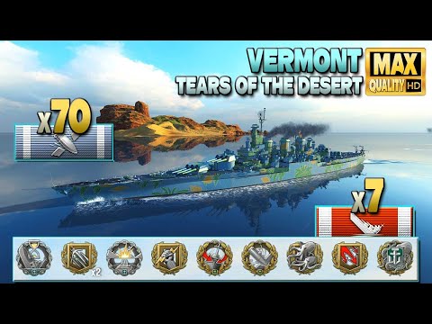 Battleship Vermont: 331k on map Tears of the Desert - World of Warships