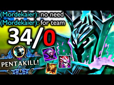 MORDEKAISER NEEDS NO TEAM (34 KILLS, 0 DEATHS, 1 ASSIST)