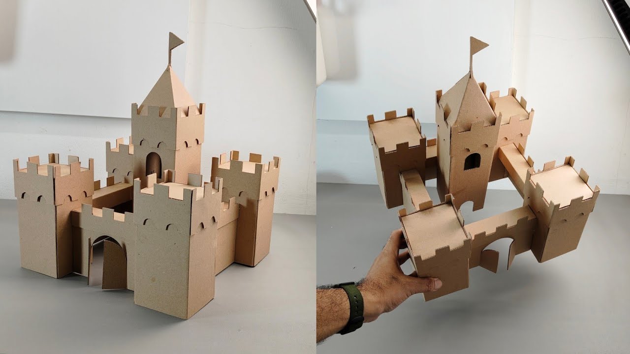 Castle or fortress Cardboard Template – DIY Craft Project and Kids Craft Pattern (PDF, SVG, Resizeable) – Craft No. 3535 Video Walkthrough