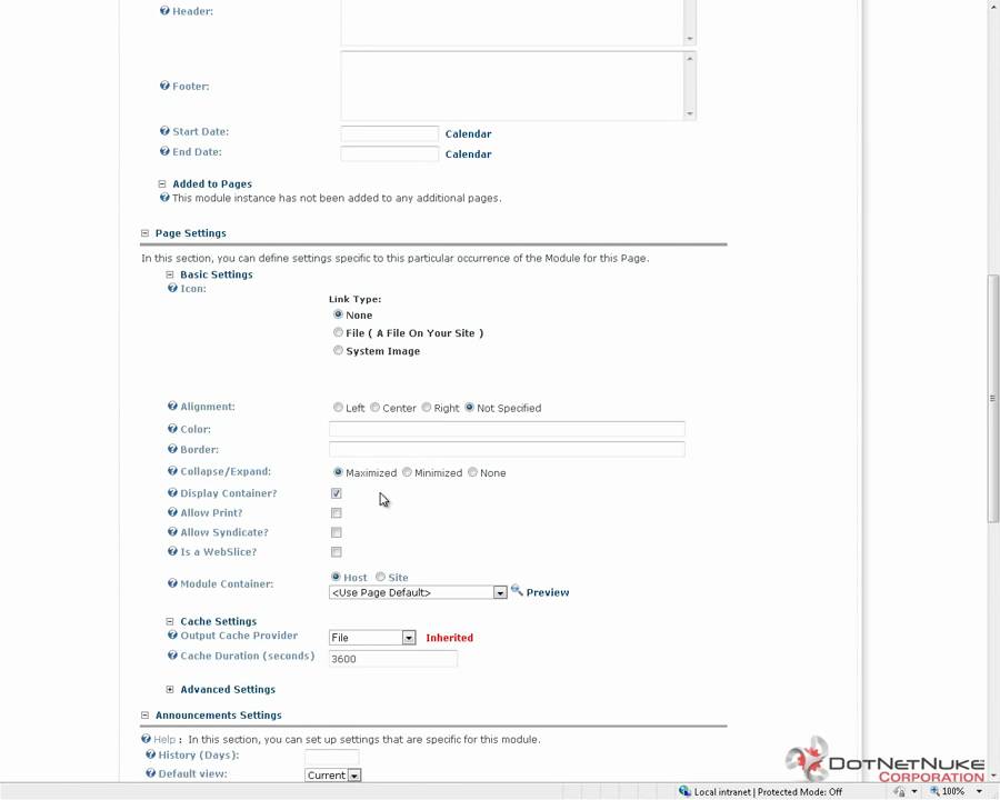 Module Settings Overview