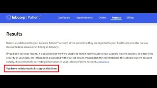LabCorp Online - Can't See Test Results or Bill(s)