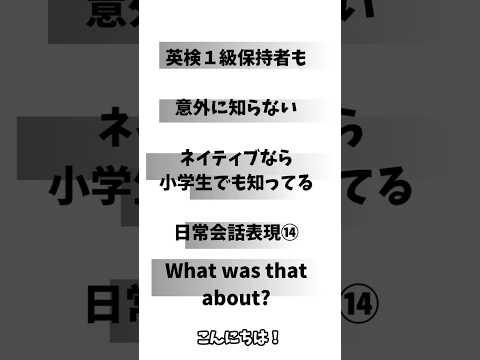 英検1級保持者でも意外と知らないネイティブなら小学生でも知っている日常会話表現⑭「What was that about 」