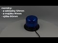 Modrý LED maják 12/24V - 10x 3W LED / magnet / ECE R10 (ø 121 x 90 mm) - Video Youtube
