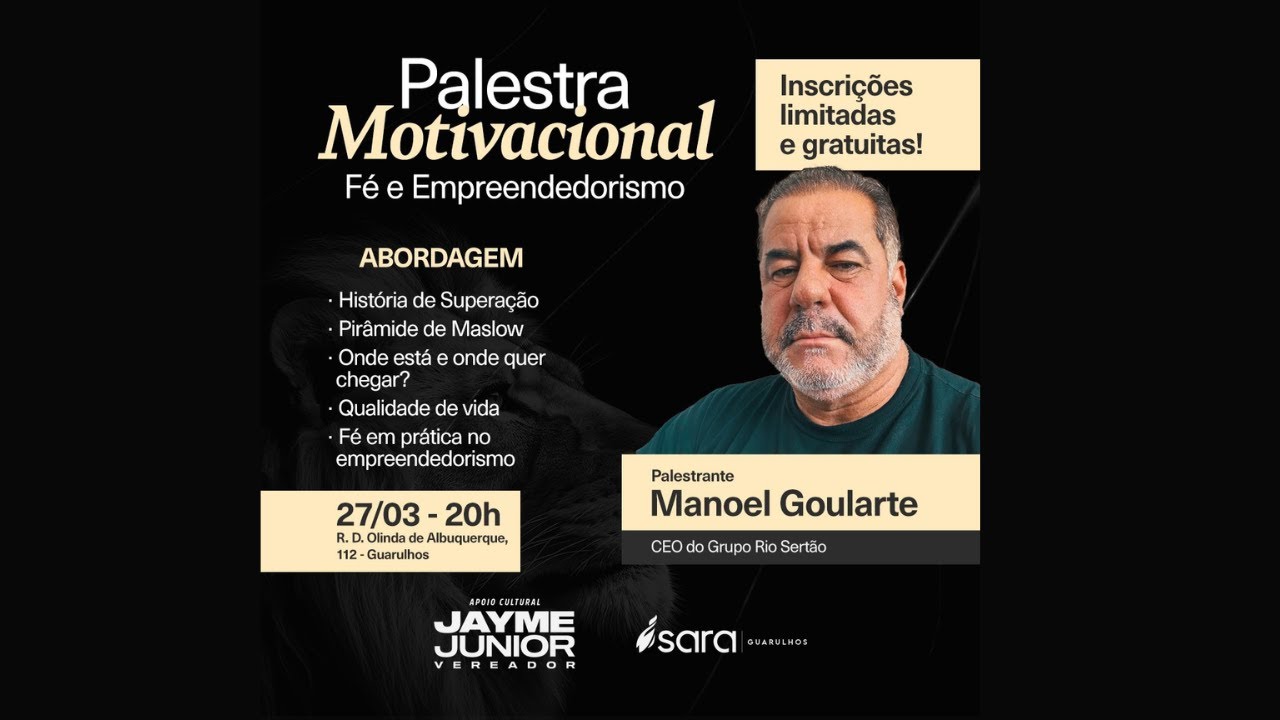 PALESTRA MOTIVACIONAL - FÉ & EMPREENDEDORISMO |27/03/2024