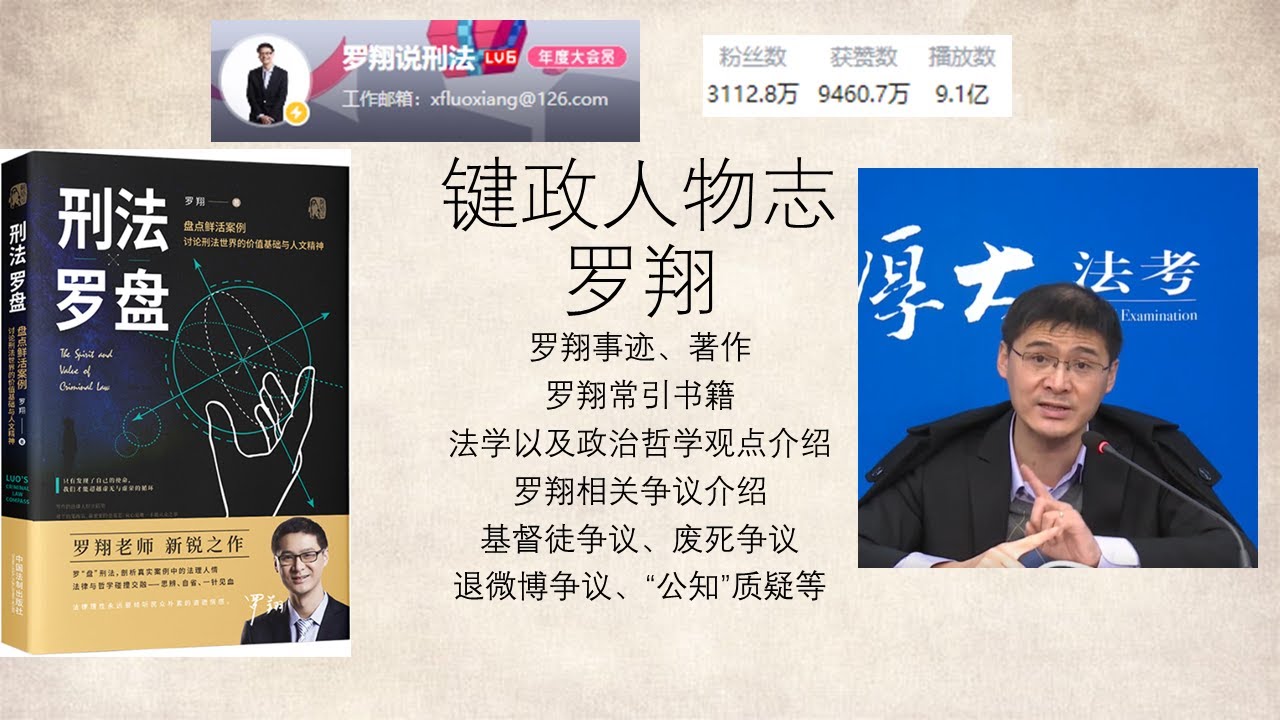 键政人物志：罗翔——温和的保守自由主义者——罗翔事迹、著作|罗翔常引书籍法学以及政治哲学观点介绍|罗翔相关争议介绍|基督徒争议、废死争议|退微博争议、“公知”质疑等