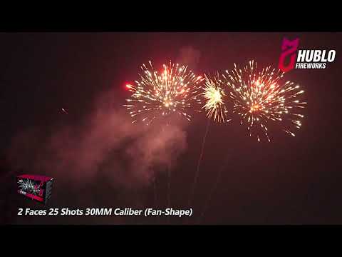 Hublo Fireworks | 2 Faces | 25 Shots | 30MM Caliber | Fan Shape