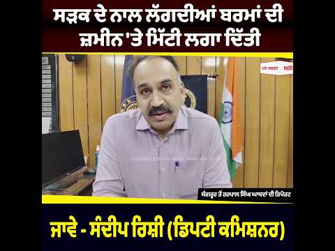 ਸੜਕ ਦੇ ਨਾਲ ਲੱਗਦੀਆਂ ਬਰਮਾਂ ਦੀ ਜ਼ਮੀਨ 'ਤੇ ਮਿੱਟੀ ਲਗਾ ਦਿੱਤੀ ਜਾਵੇ - Sandeep Rishi (Deputy Commissioner)