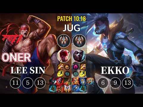 T1 Oner Lee Sin vs Ekko Jungle - KR Patch 10.18