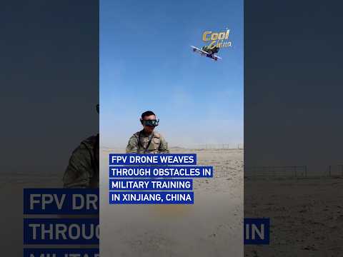 FPV drone weaves through obstacles in military training in Xinjiang, China #coolchina #coolchina