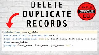 Delete Duplicate Records from Oracle Table using SQL