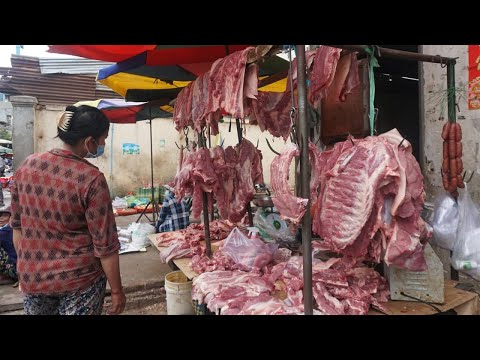 Morning Food Market Scene at Phsa Touch Tuol Sangke - Walking Around Street Food @Phsa Touch Market