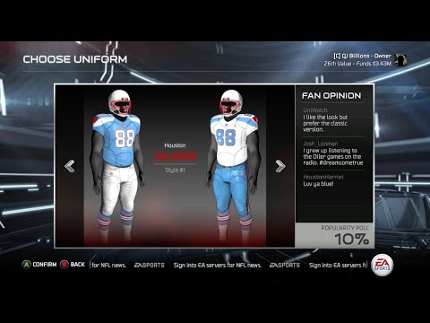 Madden 15 Owner Mode Next Gen Gameplay - Relocating Team - New Uniforms, Names, Logos Etc.