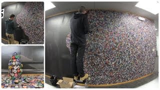 Bottle Cap Wall - 50,000 Bottle Caps on our Wall in 2 minutes