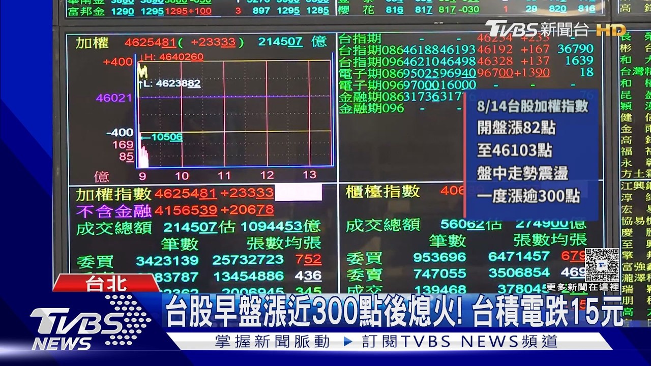 台股收盤/翻黑跌210點失守46K 台積電跌30元收2395元
