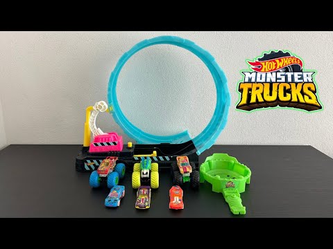 Hot Wheels Monster Trucks Glow in The Dark Epic Loop Challenge Playset | ASMR 