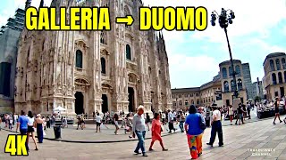 Milan Galleria to Duomo — Full City Centre Walking Tour in 4K