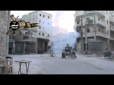 استهداف نقاط تمركز قوات النظام على أوتستراد الراموسة مدافع محلية الصنع من قبل لواء صقور الإسلام