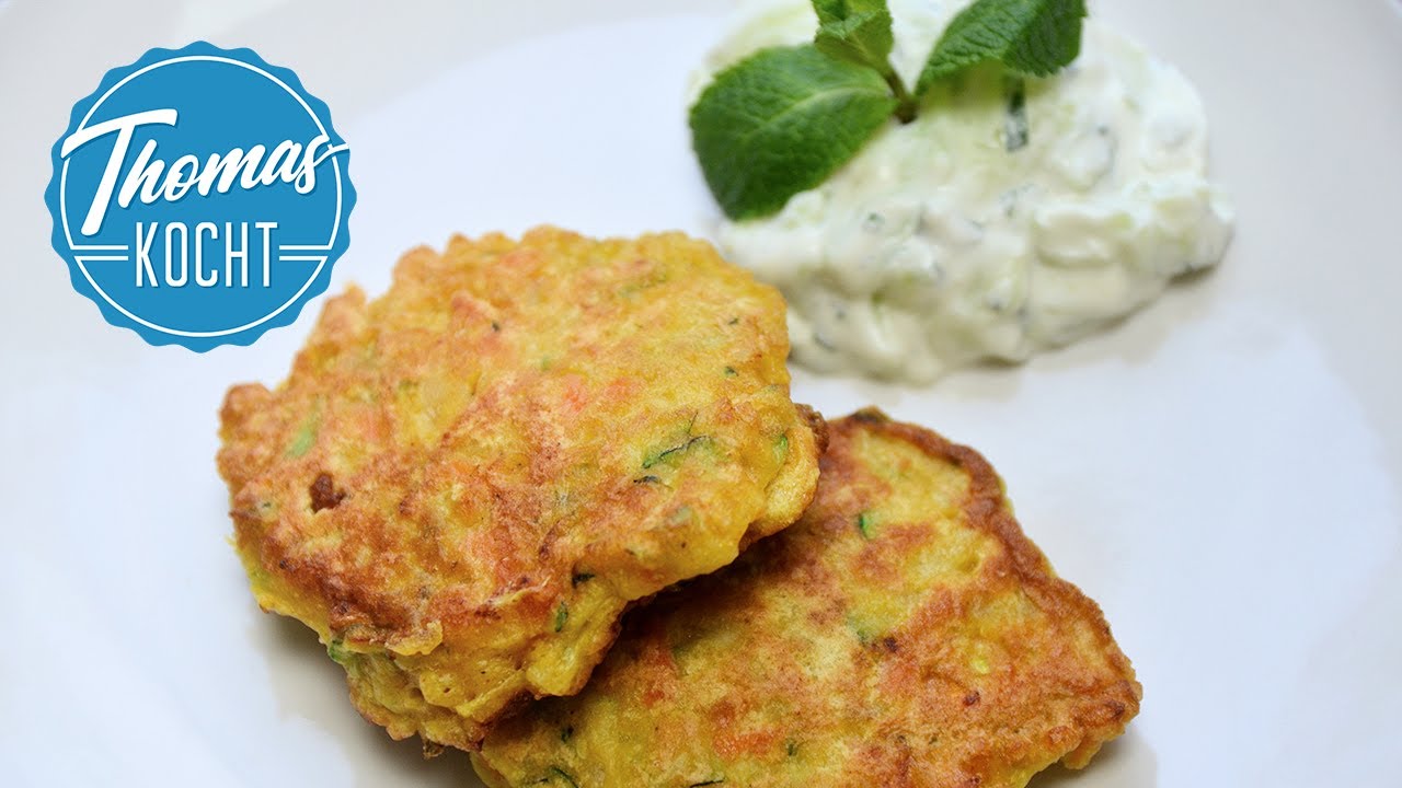 Zucchinipuffer mit Feta und Tzatziki - Einfache Rezepte