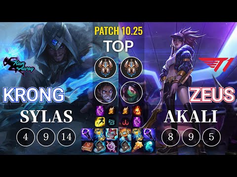 RNW KronG Sylas vs T1 Zeus Akali Top - KR Patch 10.25