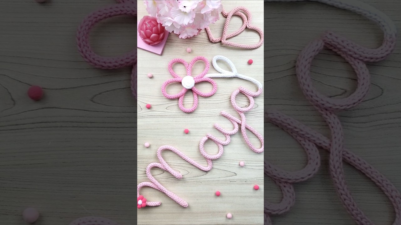 Knitted wire name and a  little flower 🌸 #tricotin #diy #craftideas #wireart #knittedwireart